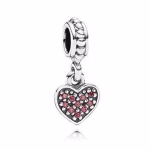 Pandora Red Pave Hanging Heart Charm
